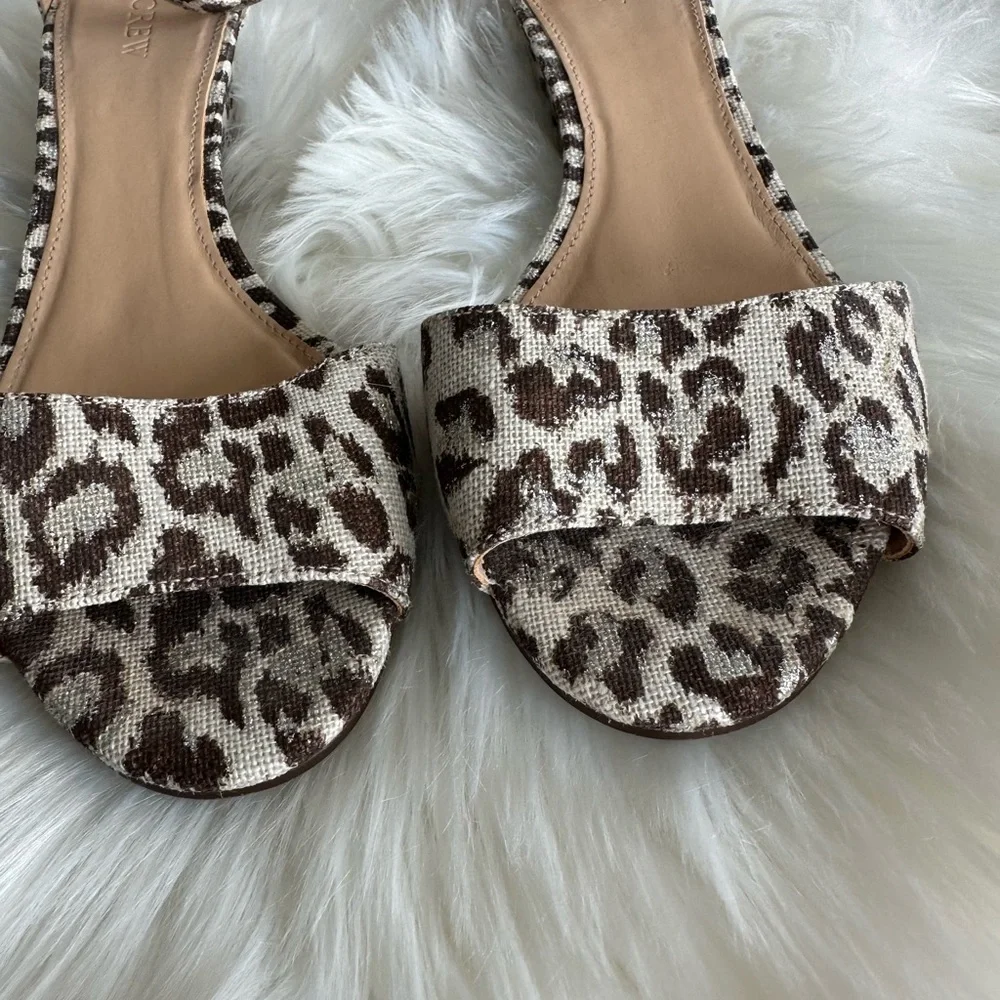 J. Crew Lailia Wedge Sandal Heel Neutral Metallic Leopard Cheetah Print Size 9.5